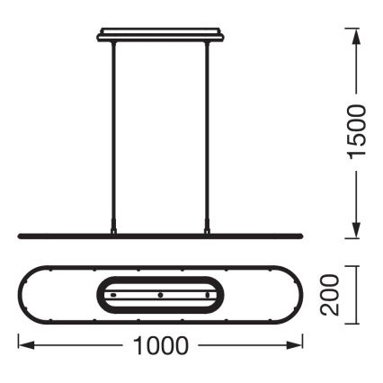 Osram - LED prigušiva luster na sajli OFFICE LINE LED/57W/230V 4000K 100 cm CRI 90 crna