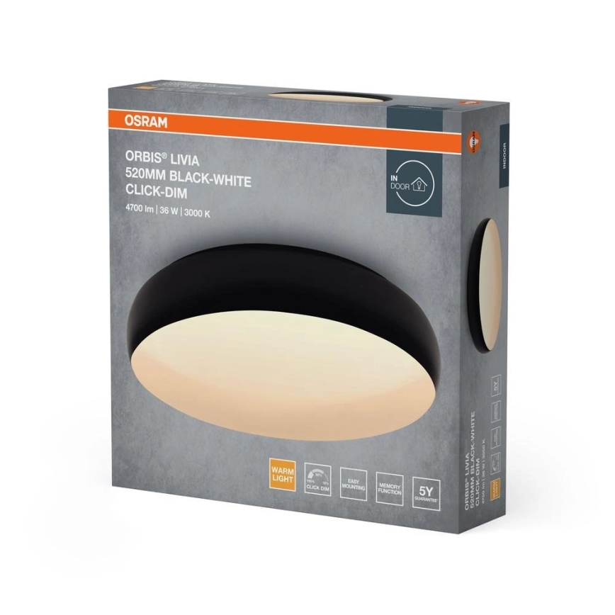 Osram - LED prigušiva stropna svetiljka ORBIS LIVIA LED/36W/230V prečnik 52 cm crna/bela