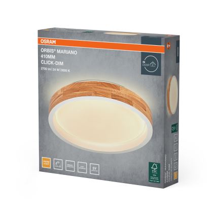 Osram - LED prigušiva stropna svetiljka MARIANO LED/24W/230V prečnik 41 cm hrast/bela