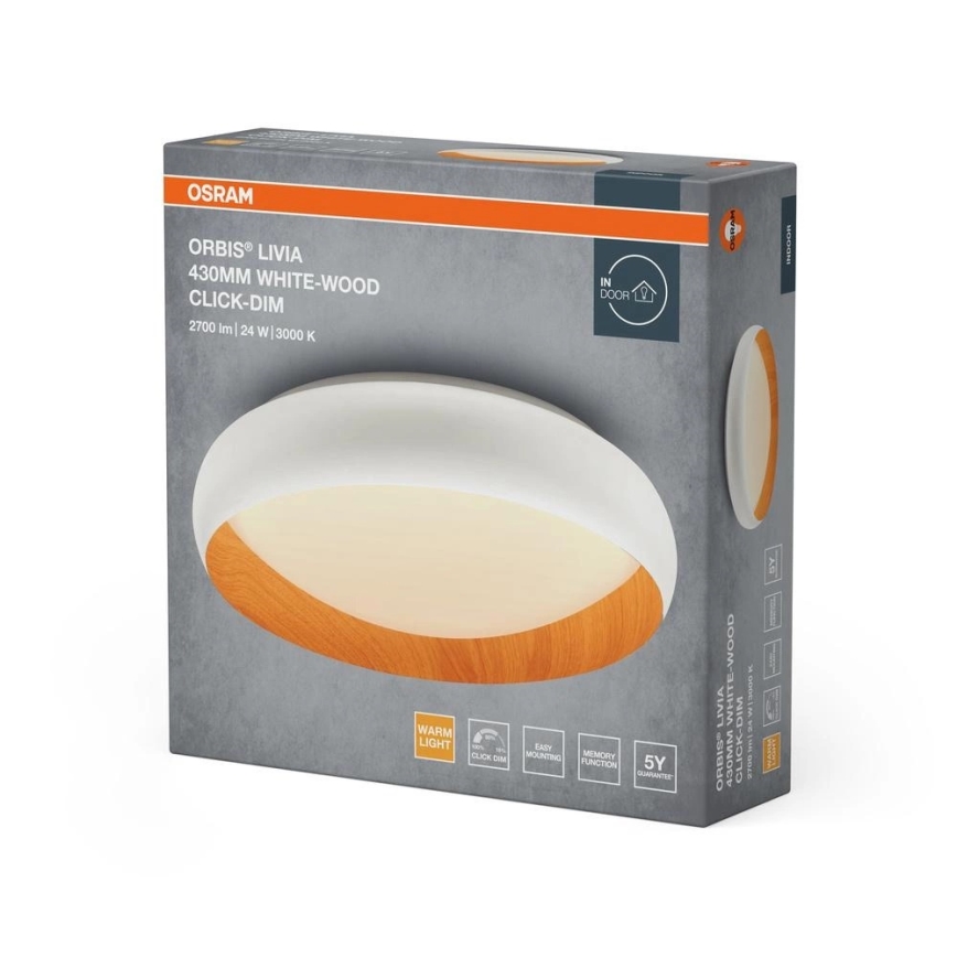 Osram - LED prigušiva stropna svetiljka ORBIS LIVIA LED/24W/230V prečnik 43 cm bela/smeđa