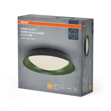 Osram - LED prigušiva plafonska lampa ORBIS PLATE LED/45W/230V, prečnik 48 cm, zelena/crna