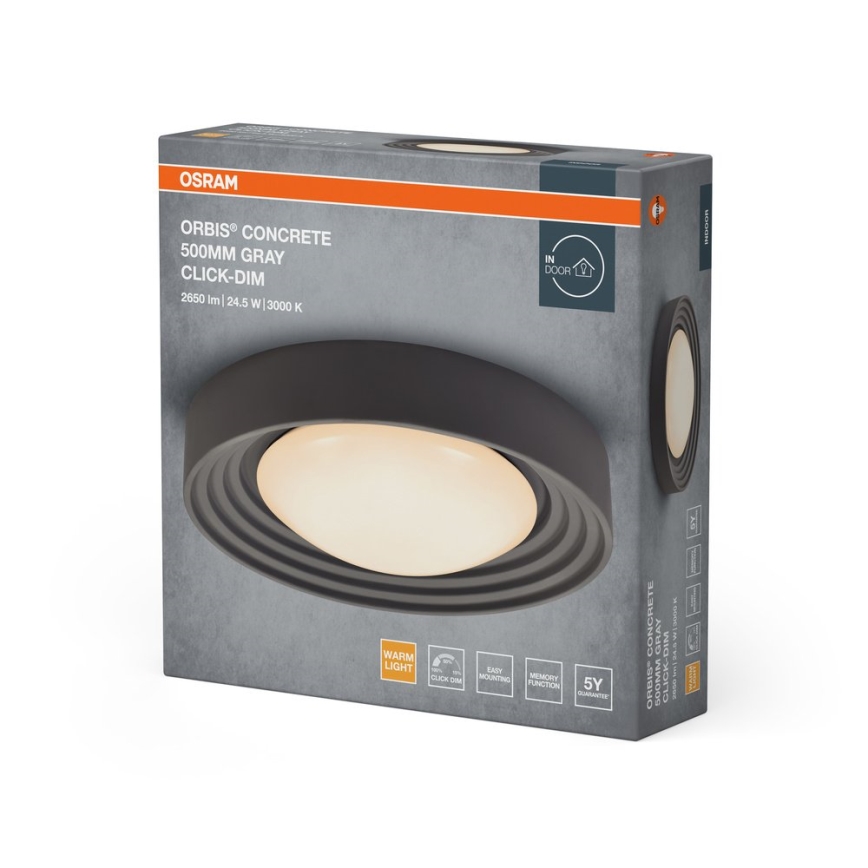 Osram - LED prigušiva stropna svetiljka ORBIS CONCRETE LED/24,5W/230V Ø 50 cm siva/beton
