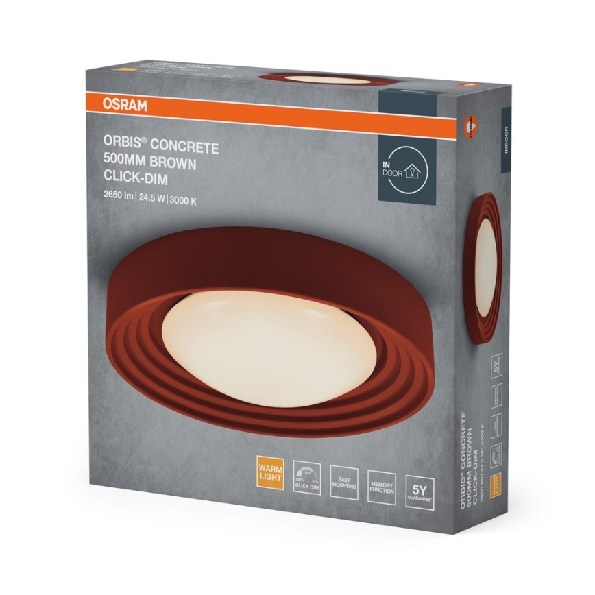 Osram - LED prigušiva plafonska svetiljka ORBIS CONCRETE LED/24,5W/230V pr. 50 cm braon/beton