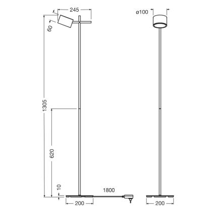 Osram - LED prigušiva dodirna podna lampa DECOR KYOTO LED/12W/230V CRI 90 crna