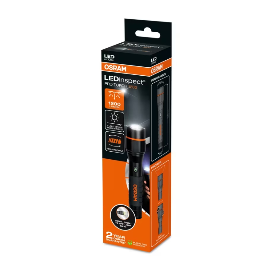 Osram - LED prigušiva punjiva ručna lampa LEDINSPECT PRO TORCH 1200 LED/13W/3,6V 4000 mAh IP44