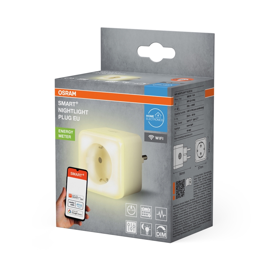 Osram - LED prigušiva utičnica sa osvetljenjem SCHUKO SMART+ NIGHTLIGHT 3680W/230V Wi-Fi