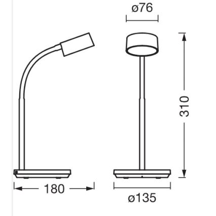 Osram - LED prigušiva stona lampa OFFICE LINE LED/4,8W/230V 3000/4000/6500K crna