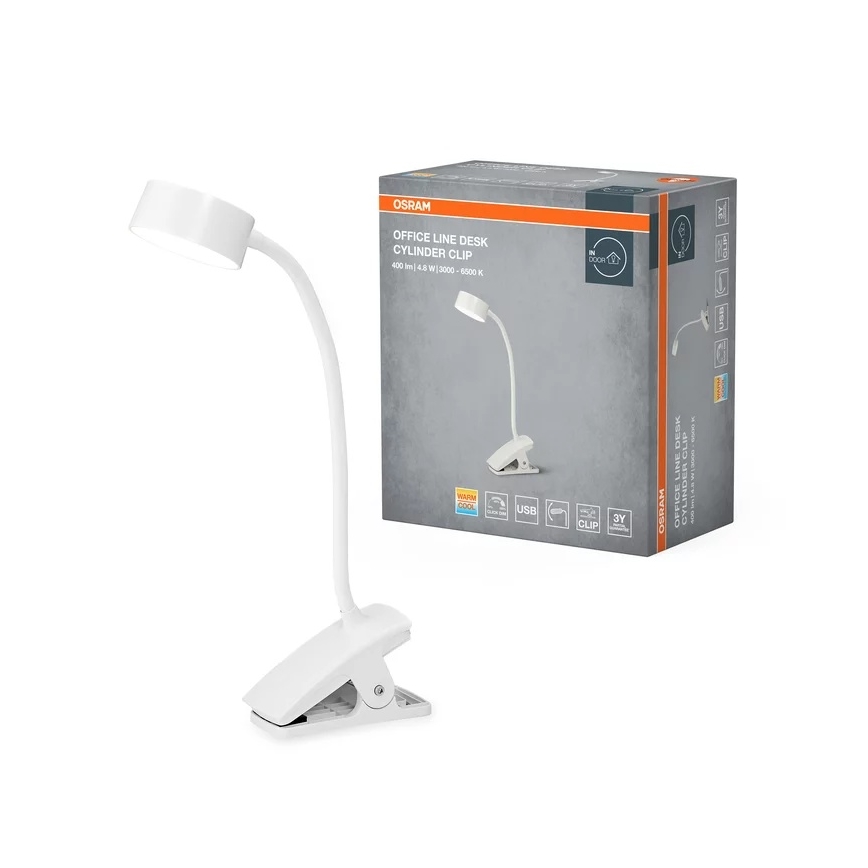 Osram - LED prigušiva stona lampa sa stezaljkom OFFICE LINE LED/4,8W/230V 3000/4000/6500K bela