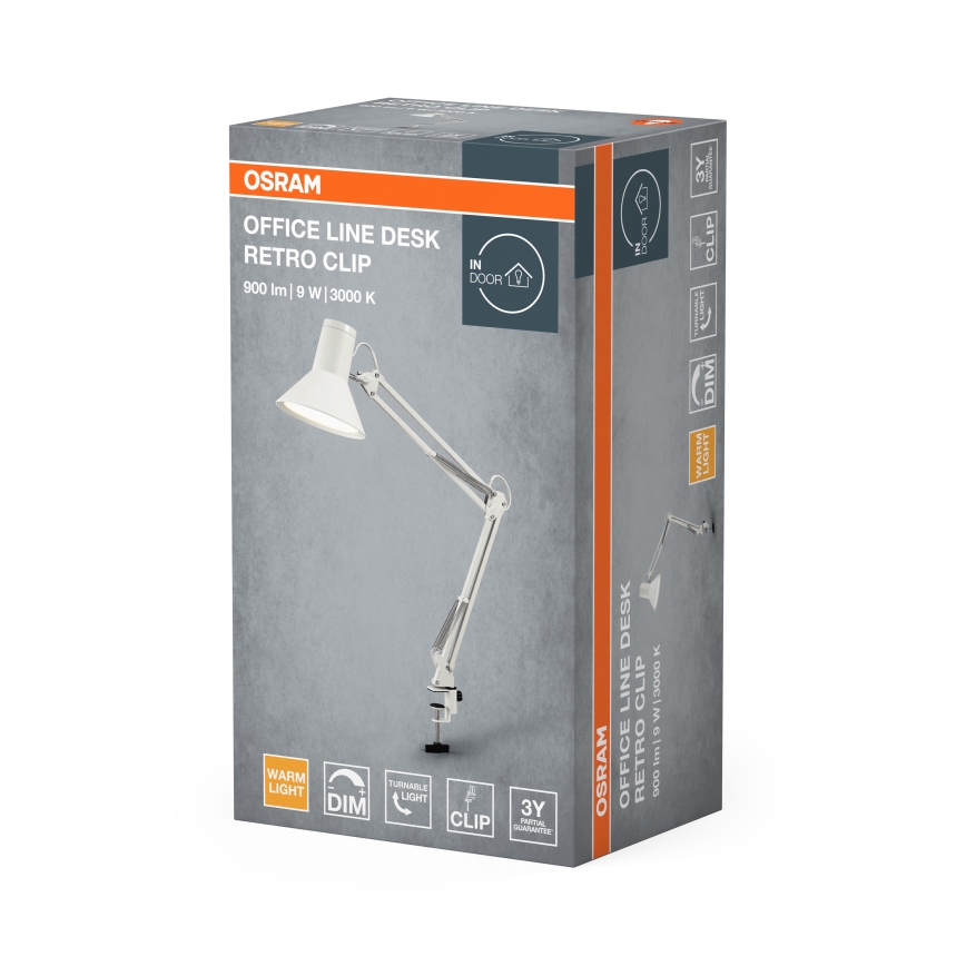 Osram - LED prigušiva stona lampa sa stezaljkom OFFICE LINE LED/9W/230V 3000K bela