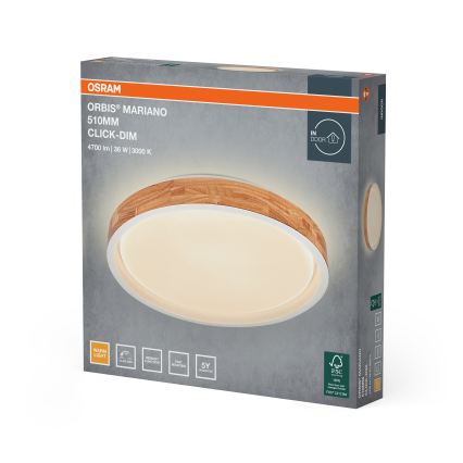 Osram - prigušiva LED plafonska svetiljka MARIANO LED/36W/230V prečnik 51 cm hrast/bela