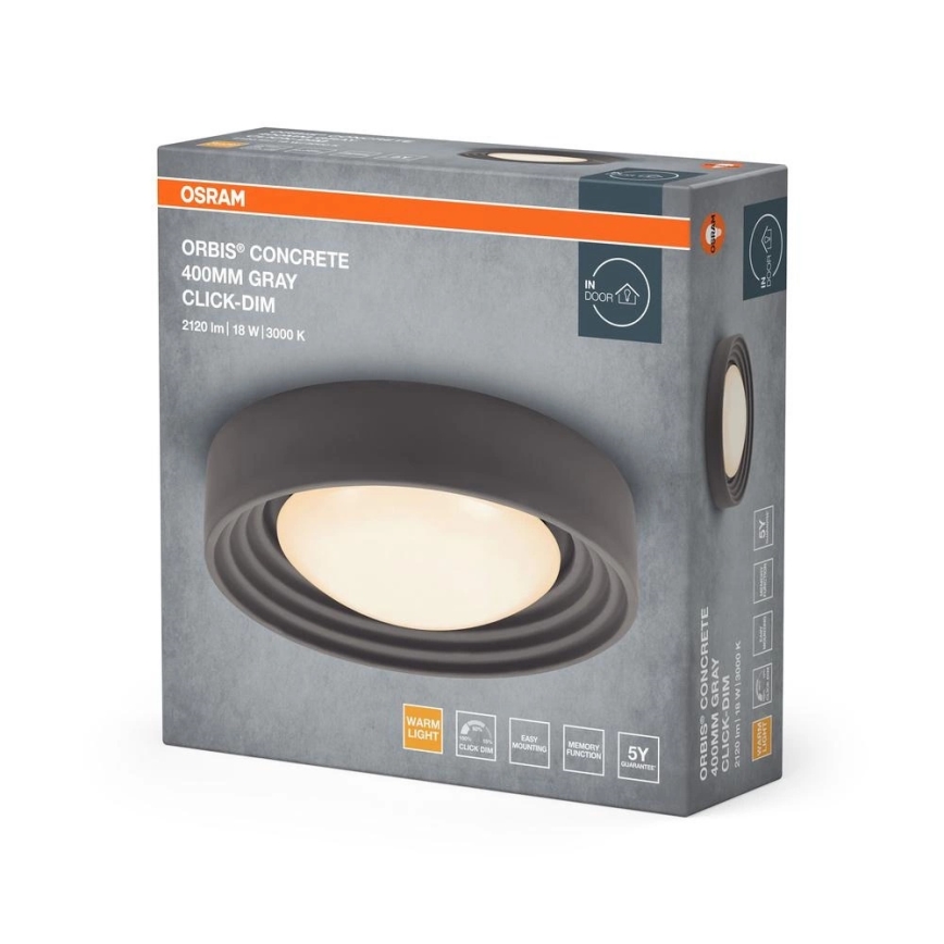 Osram - LED prigušiva stropna svetiljka ORBIS CONCRETE LED/18W/230V Ø 40 cm siva/beton