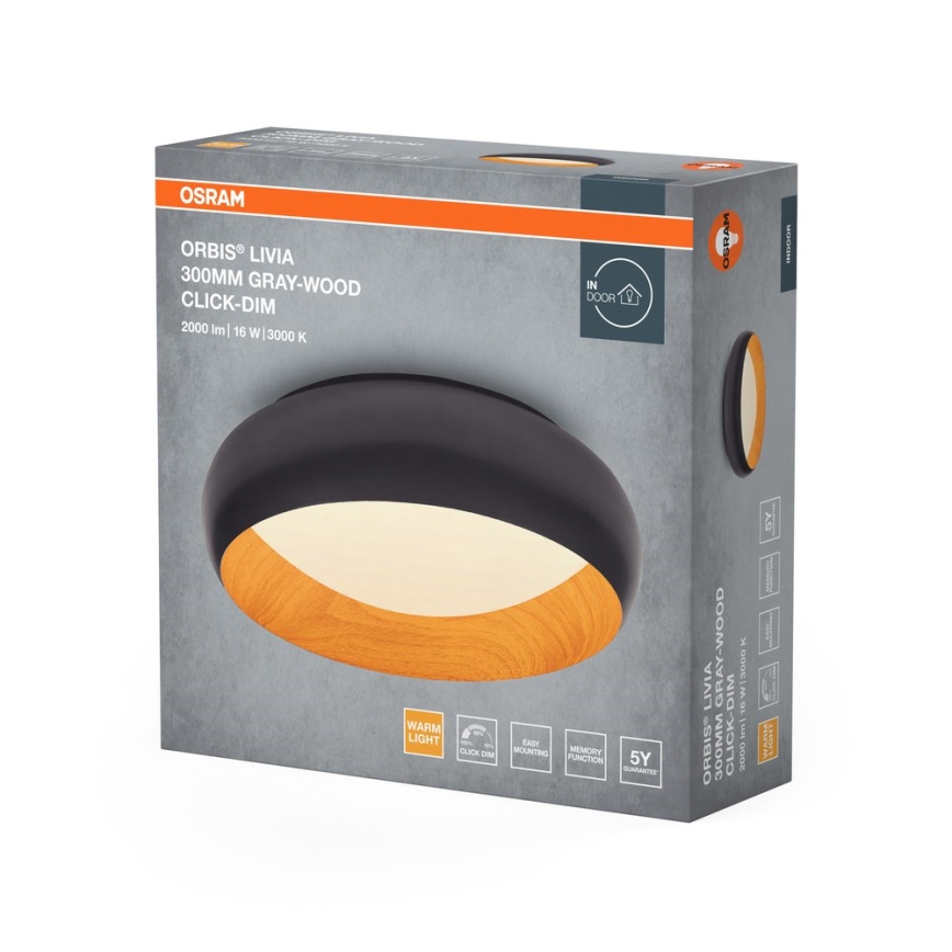 Osram - LED prigušiva plafonska svetiljka ORBIS LIVIA LED/16W/230V preč. 30 cm antracit/braon