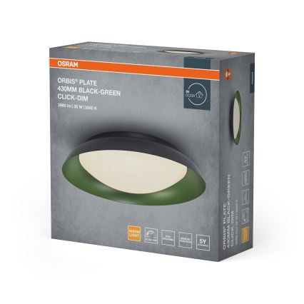 Osram - LED prigušiva stropna svetiljka ORBIS PLATE LED/35W/230V prečnik 43 cm zelena/crna