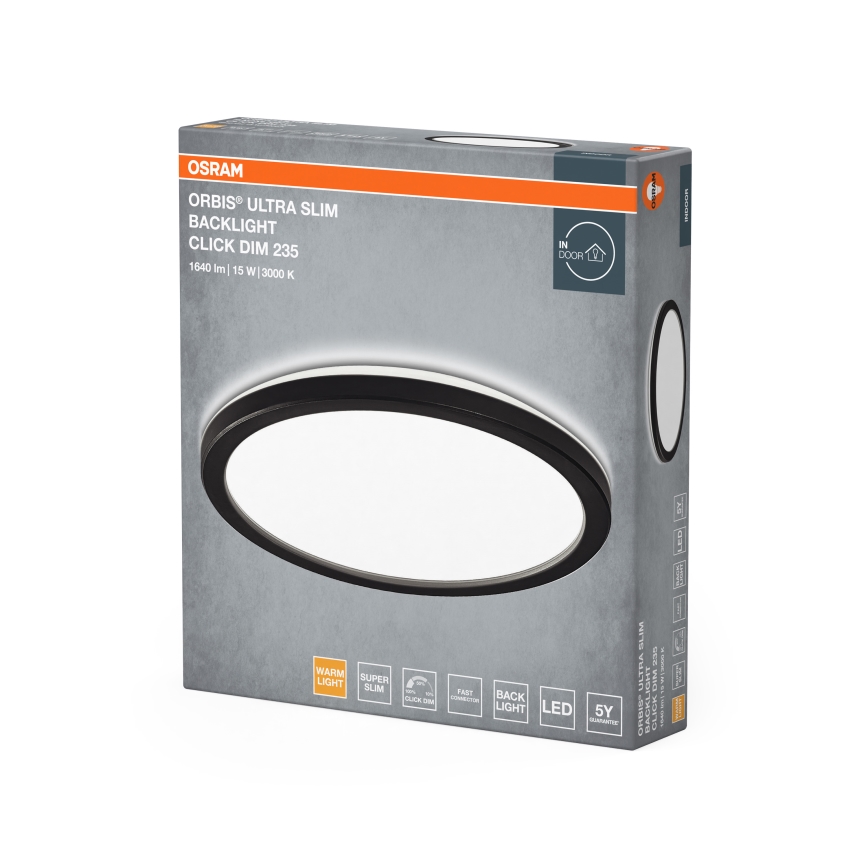 Osram - prigušiva LED plafonska svetiljka ORBIS ULTRA SLIM LED/15W/230V 3000K prečnik 23,5 cm crna