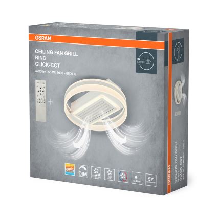 Osram - LED prigušiva plafonska lampa sa ventilatorom LED/55W/230V 3000-6500K bela + daljinski upravljač