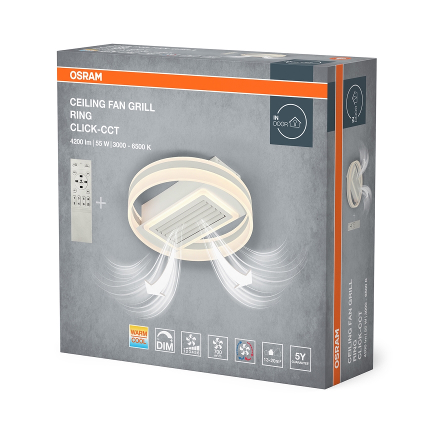 Osram - LED prigušiva plafonska lampa sa ventilatorom LED/55W/230V 3000-6500K bela + daljinski upravljač