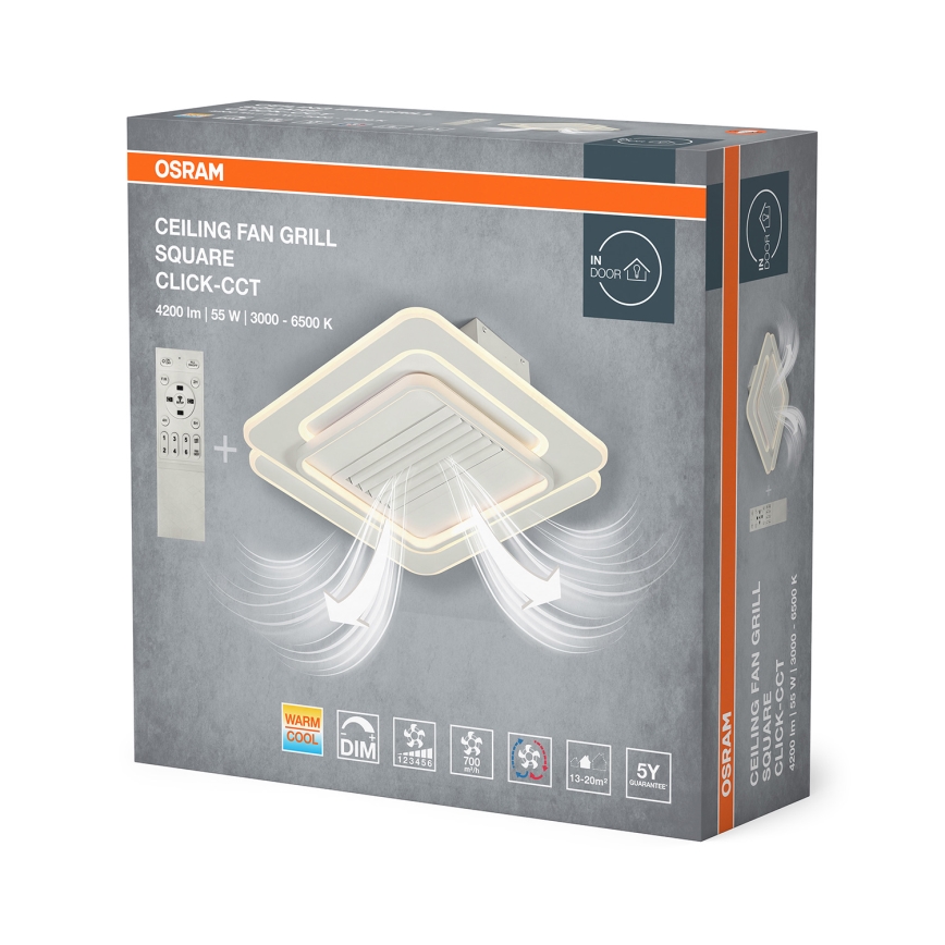 Osram - LED prigušiva stropna svetiljka sa ventilatorom CEILING FAN LED/55W/230V 3000-6500K bela + daljinski upravljač