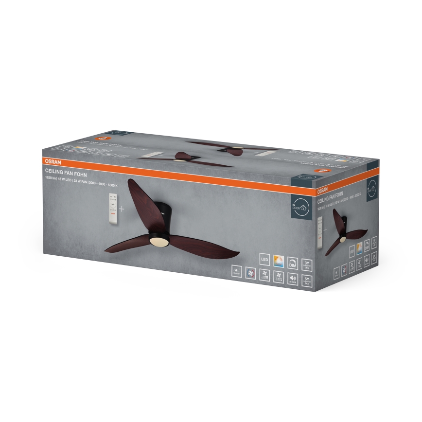 Osram - prigušiva plafonski LED ventilator FOHN LED/18W/230V 3000/4000/6500K + daljinski upravljač