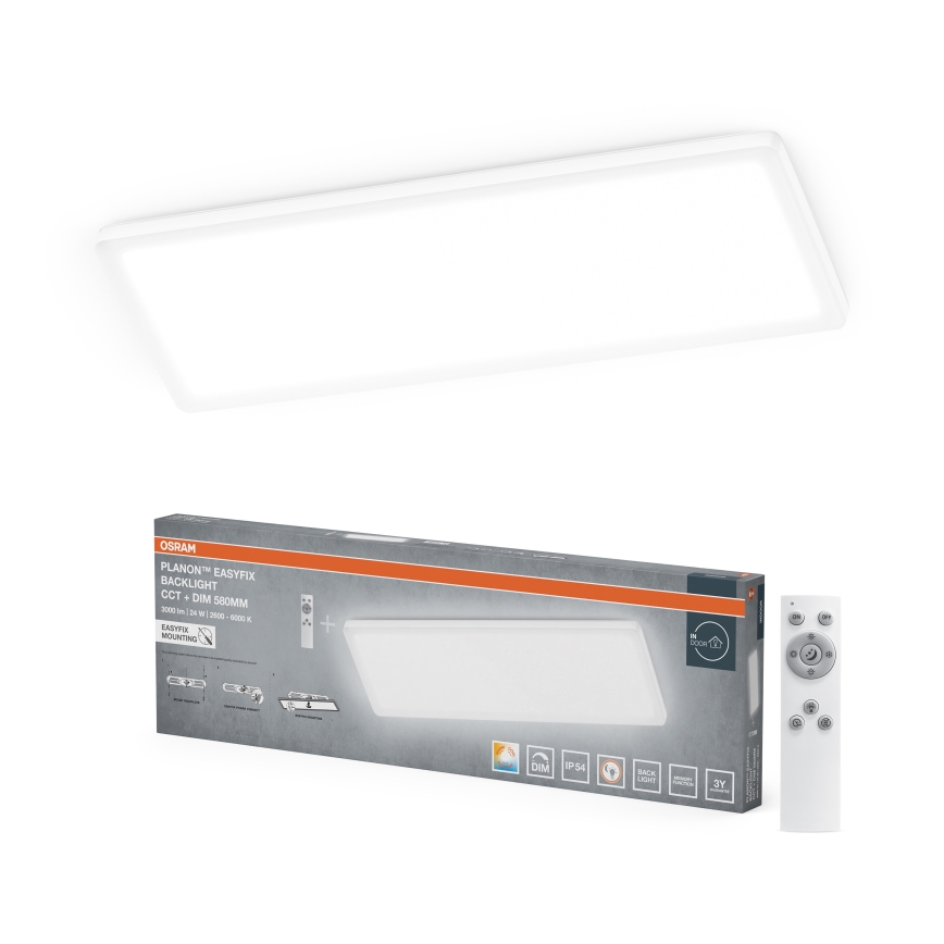 Osram - LED prigušiva plafonska lampa za kupatilo PLANON EASYFIX LED/24W/230V 2600-6000K 20x58 cm IP54 bela + daljinski upravljač