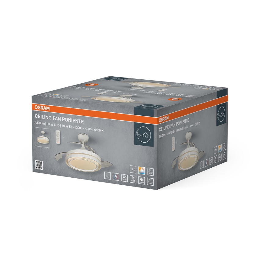 Osram - LED prigušiva plafonska svetiljka sa ventilatorom PONIENTE LED/36W/230V 3000/4000/6500K + daljinski upravljač