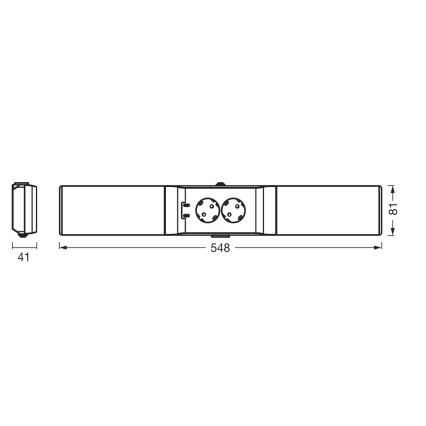 Osram - LED prigušiva svetiljka za ugradnju ispod ormarića sa utičnicama UNDERCABINET LED/10W/230V 3000K 54,8 cm crna