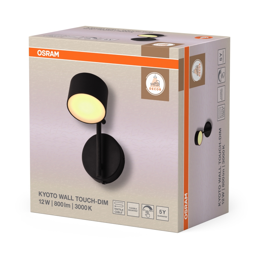 Osram - LED prigušiva zidna dodirna svetiljka DECOR KYOTO LED/12W/230V CRI 90 crna