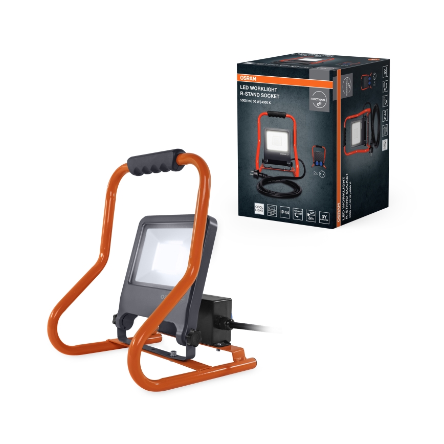 Osram - LED reflektor sa držačem i utičnicama R-STAND LED/50W/230V 4000K IP44 narandžasta/antracit