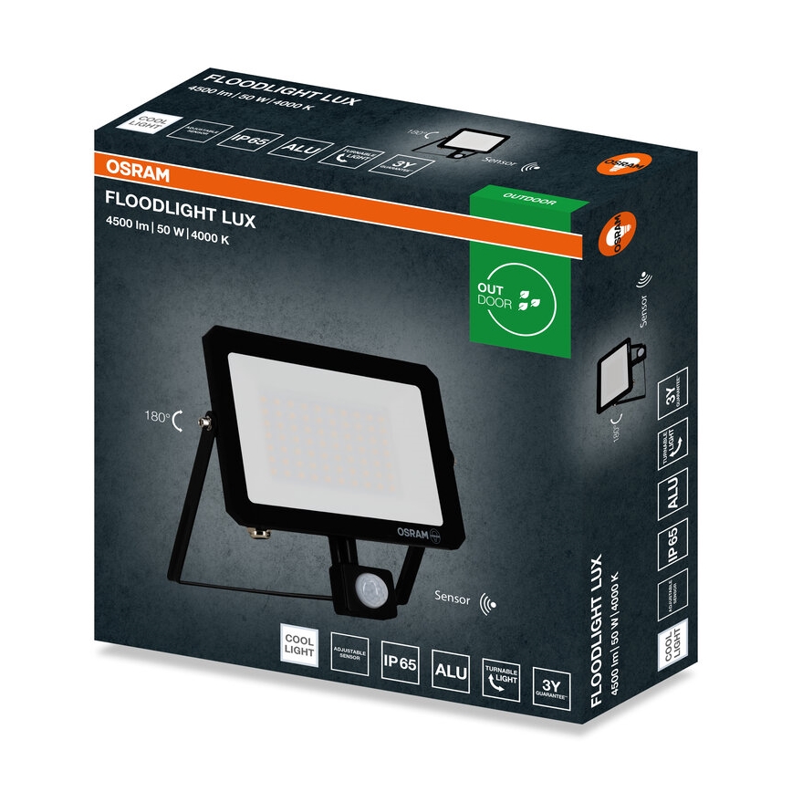 Osram - LED reflektor sa senzorom FLOODLIGHT LED/50W/230V 4000K IP65