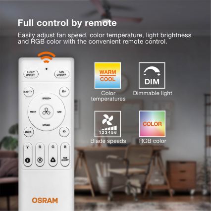 Osram - LED RGB prigušiva stropni ventilator NORDES LED/18W/230V 3000-6500K + daljinski upravljač