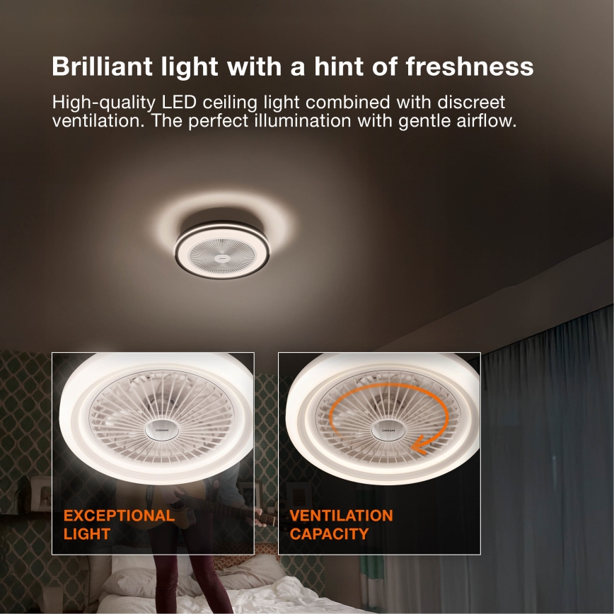 Osram - prigušiva LED plafonska svetiljka sa ventilatorom MURLAN LED/26W/230V 3000-6500K + daljinski upravljač
