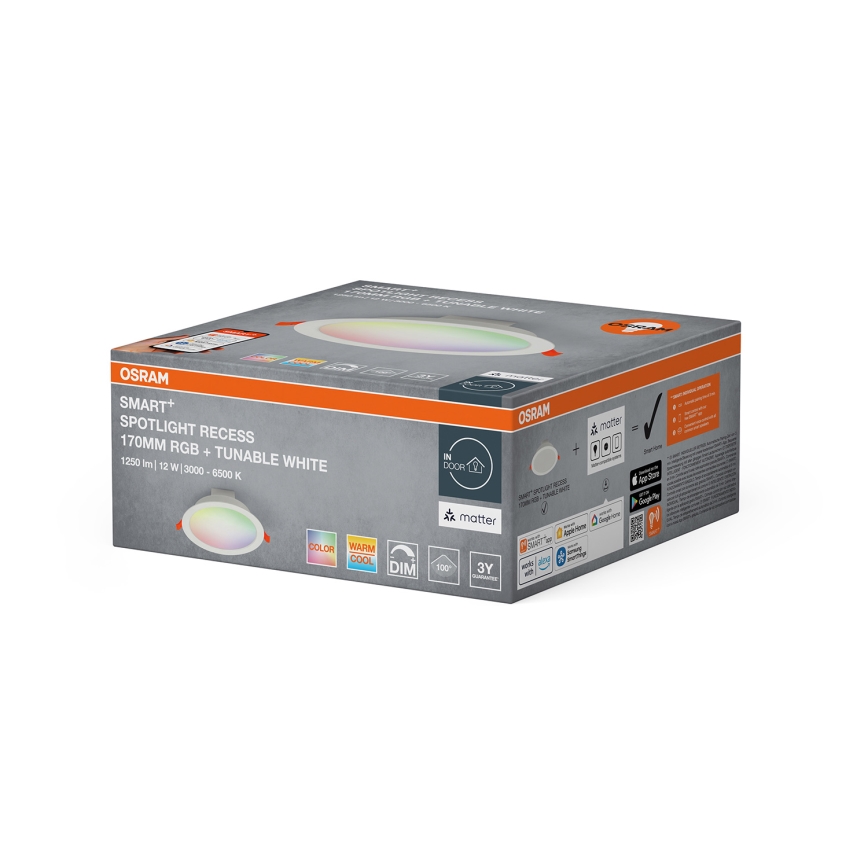 Osram - LED RGB prigušiva ugradna svetiljka SMART+ DOWNLIGHT LED/12W/230V 3000-6500K Wi-Fi