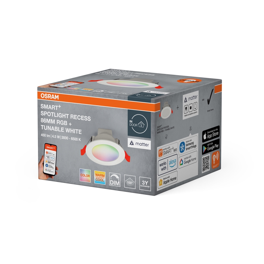 Osram - LED RGB prigušiva ugradna svetiljka SMART+ DOWNLIGHT LED/4,5W/230V 3000-6500K Wi-Fi