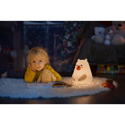 Osram - LED RGBW prigušiva dečija dodirna lampica NIGHTLUX BEAR LED/0,7W/3,7V 1200 mAh bela
