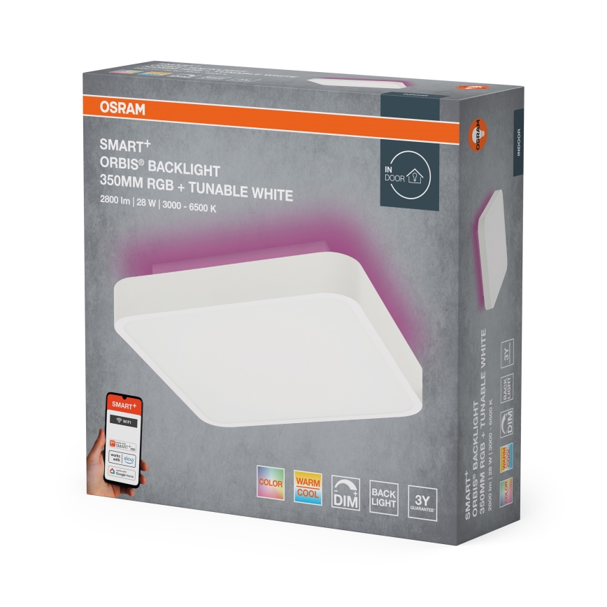 Osram - LED RGBW prigušiva plafonska svetiljka SMART+ ORBIS LED/28W/230V 35x35 cm 2700-6500K Wi-Fi