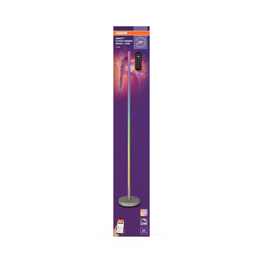 Osram - LED RGBW prigušiva podna lampa SMART+ MAGIC LED/11,5W/230V 2700-6500K srebrna Wi-Fi + daljinski upravljač