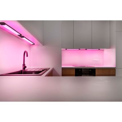 Osram - LED RGBW prigušiva svetiljka za ugradnju ispod ormarića sa senzorom pokreta LINEAR EDGE LED/8W/230V 50 cm crna + daljinski upravljač