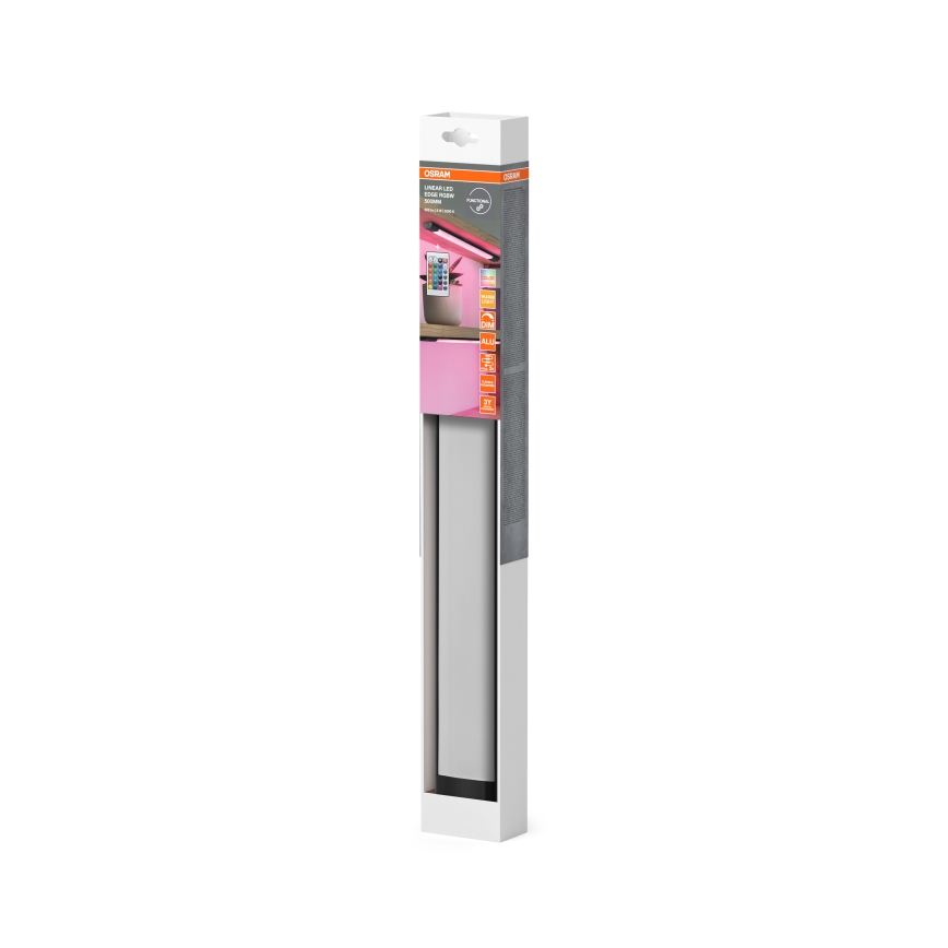 Osram - LED RGBW prigušiva svetiljka za ugradnju ispod ormarića sa senzorom pokreta LINEAR EDGE LED/8W/230V 50 cm crna + daljinski upravljač