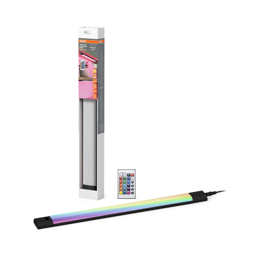 Osram - LED RGBW prigušiva svetiljka za ugradnju ispod ormarića sa senzorom pokreta LINEAR EDGE LED/8W/230V 50 cm crna + daljinski upravljač