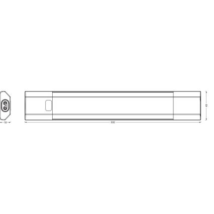 Osram - LED RGBW prigušiva svetiljka za ugradnju ispod ormarića sa senzorom pokreta LINEAR EDGE LED/8W/230V 50 cm crna + daljinski upravljač