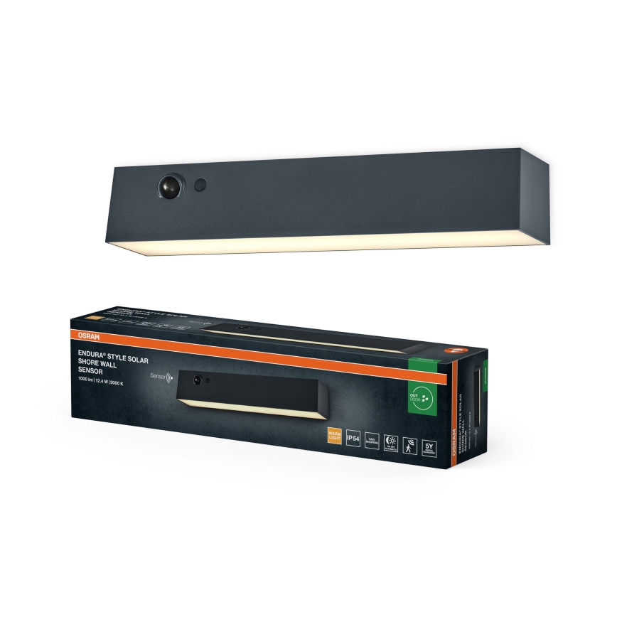 Osram - LED solarno zidno svetlo sa senzorom ENDURA STYLE LED/12,4W/4,2V 2000 mAh IP54 antracit