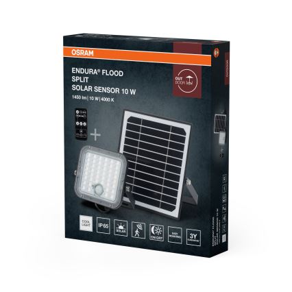 Osram - LED prigušiva solarni reflektor sa senzorom ENDURA LED/10W/4,2V 4000K IP65 crna + daljinski upravljač