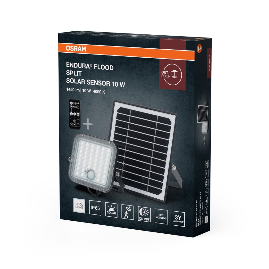 Osram - LED prigušiva solarni reflektor sa senzorom ENDURA LED/10W/4,2V 4000K IP65 crna + daljinski upravljač
