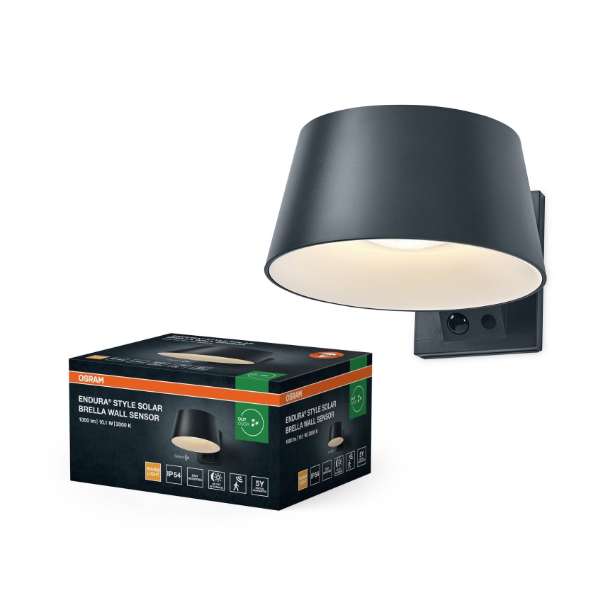 Osram - LED solarno zidno svetlo sa senzorom ENDURA STYLE LED/10,1W/4,2V 2000 mAh IP54 antracit