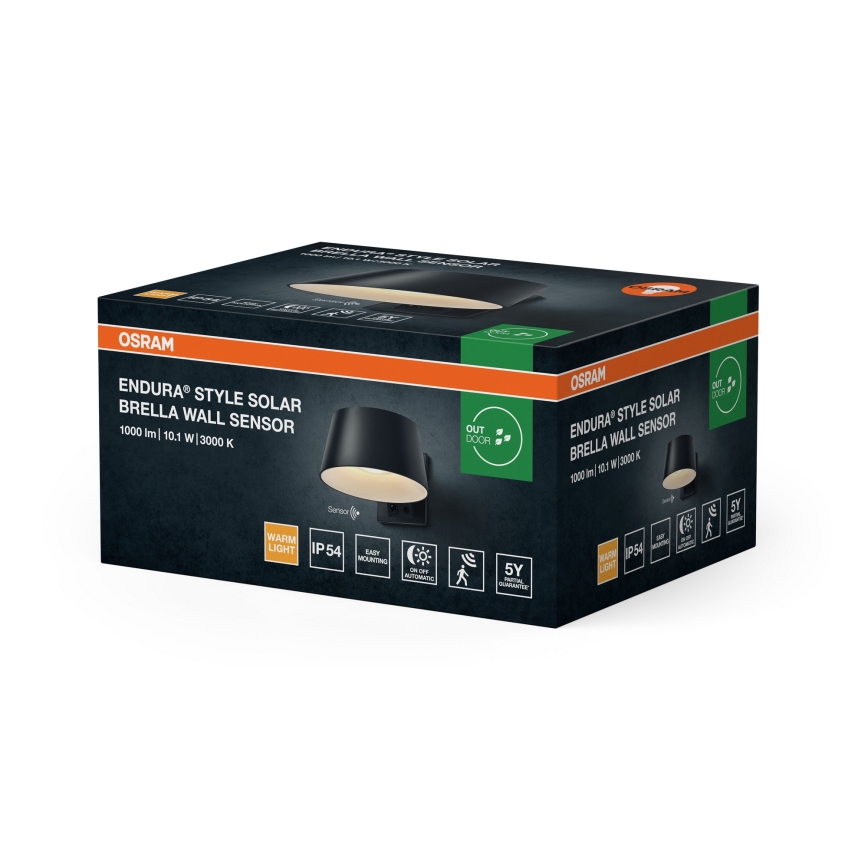 Osram - LED solarno zidno svetlo sa senzorom ENDURA STYLE LED/10,1W/4,2V 2000 mAh IP54 antracit