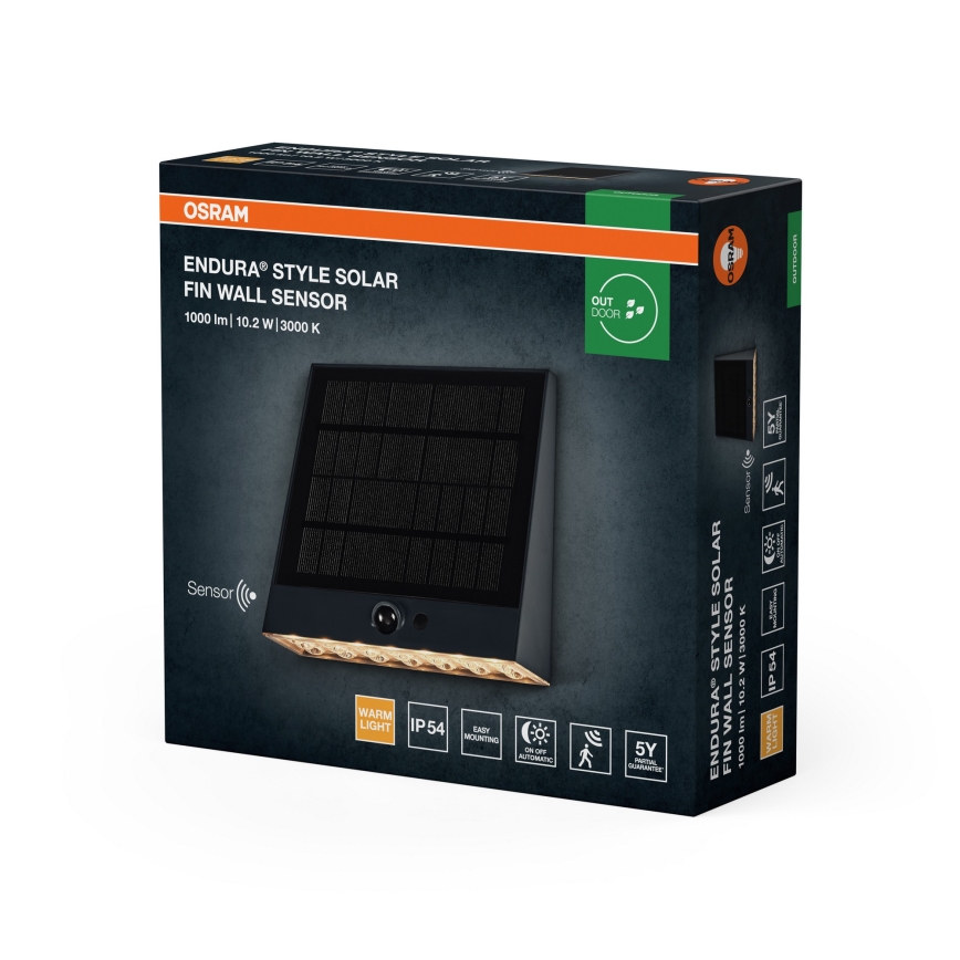 Osram - LED solarna zidna svetiljka sa senzorom ENDURA STYLE LED/10,2W/4,2V 2000 mAh IP54 antracit