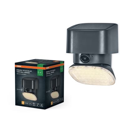 Osram - LED solarno zidno svetlo sa senzorom ENDURA STYLE LED/10,3W/4,2V 2000 mAh IP54 antracit