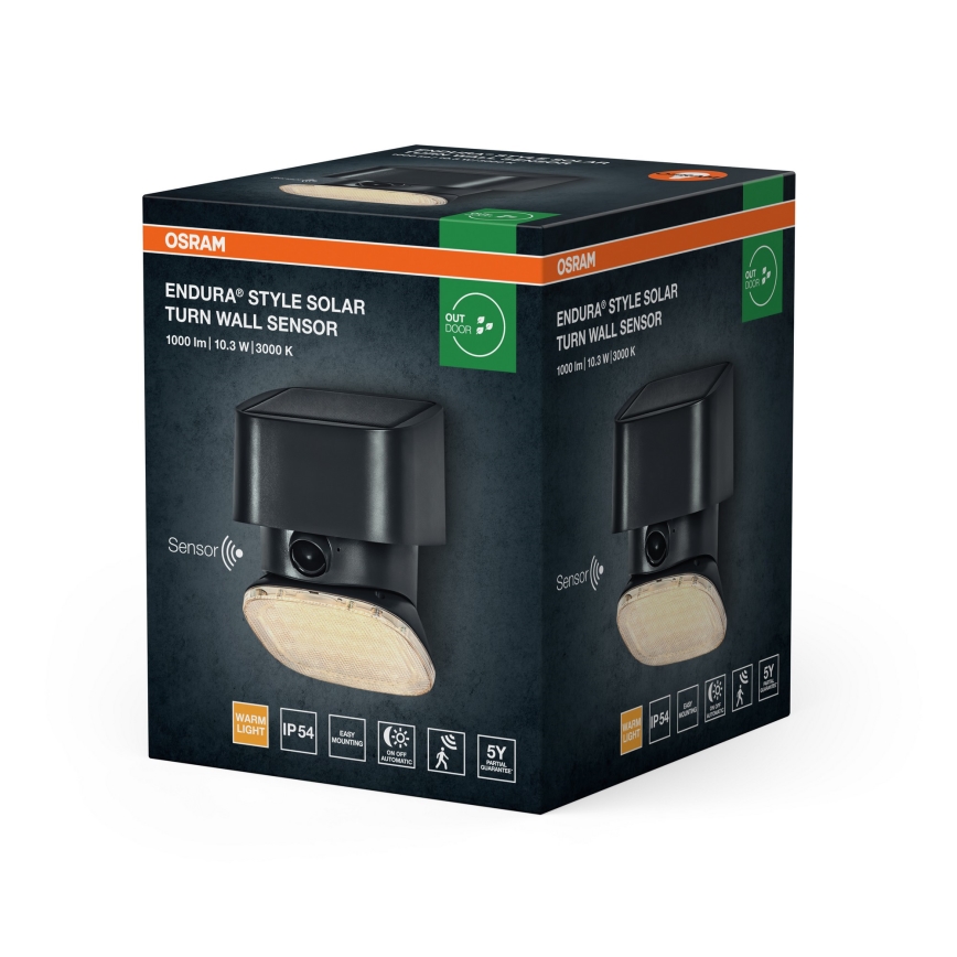 Osram - LED solarno zidno svetlo sa senzorom ENDURA STYLE LED/10,3W/4,2V 2000 mAh IP54 antracit