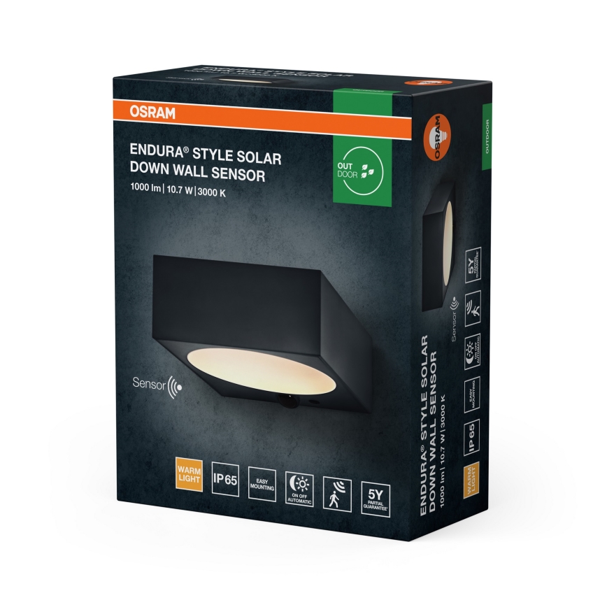 Osram - LED prigušiva solarna zidna svetiljka sa senzorom ENDURA STYLE LED/10,7W/4,2V 2000 mAh IP65 antracit