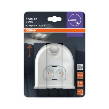 Osram - LED spoljašnje zidno svetlo sa senzorom DOORLED LED/0,5W/3xAA IP54 bela