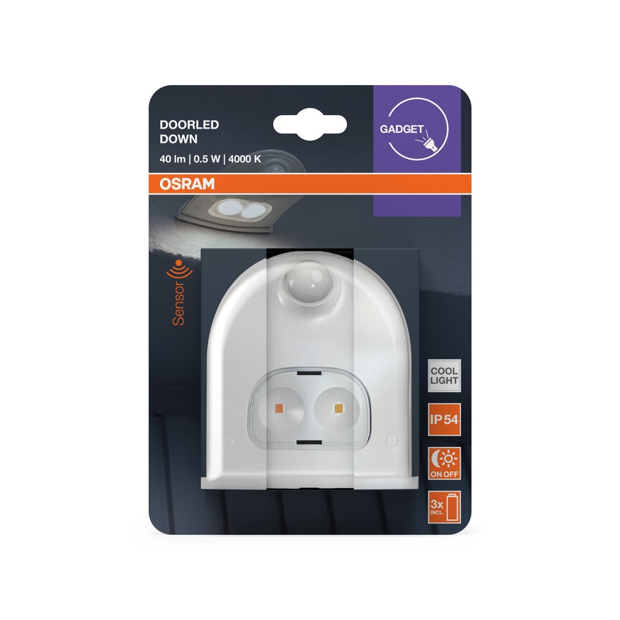 Osram - LED spoljašnje zidno svetlo sa senzorom DOORLED LED/0,5W/3xAA IP54 bela